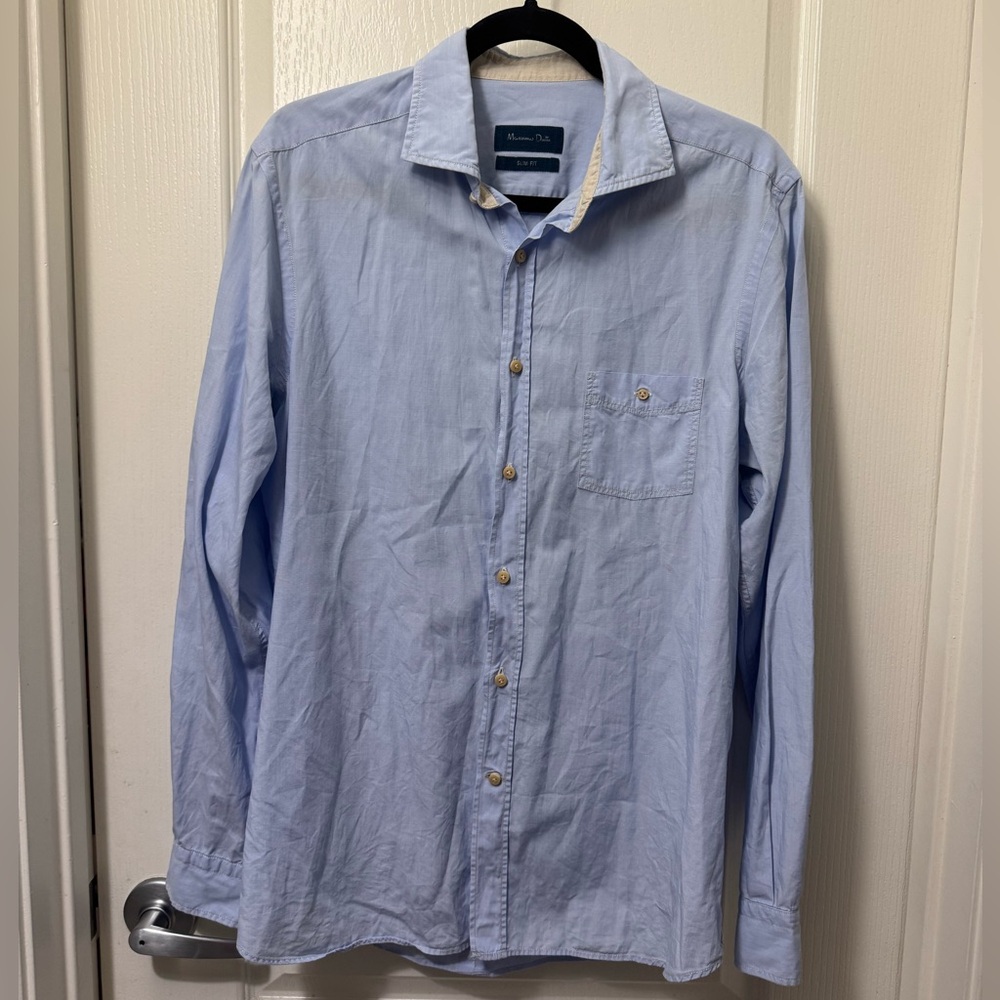 Massimo Dutti Light Blue Button-Down Shirt